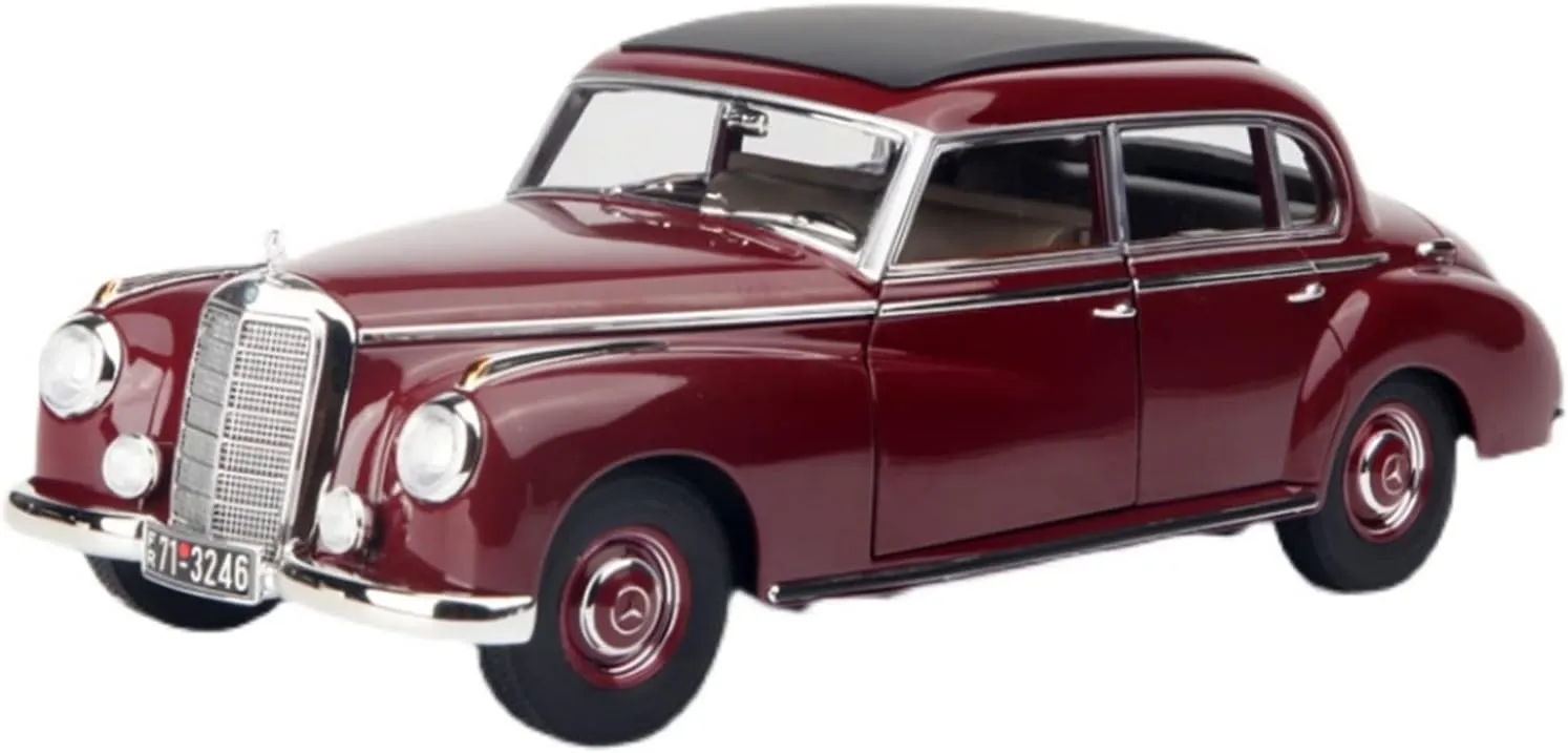 Red Festive Deluxe Gift Resin Car Vehicle Model 1 18 concert Marseille last strand demolish Fit for Mercedes-Benz 300 1955 Simulation Alloy Car Model Can Open The Door Wine 