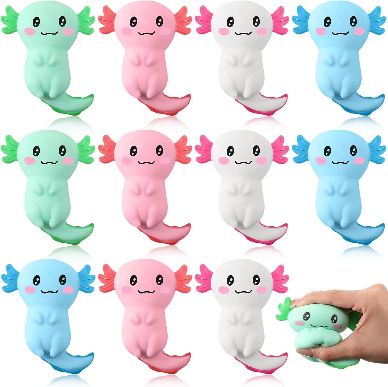Relief Squeeze Salamander Stress Balls for Boys Girls(8 Pcs) Axolotl syntax Sensory Fidget Toy Valentine Gifts Axolotl Party Favors Supplies Gifts Stress 