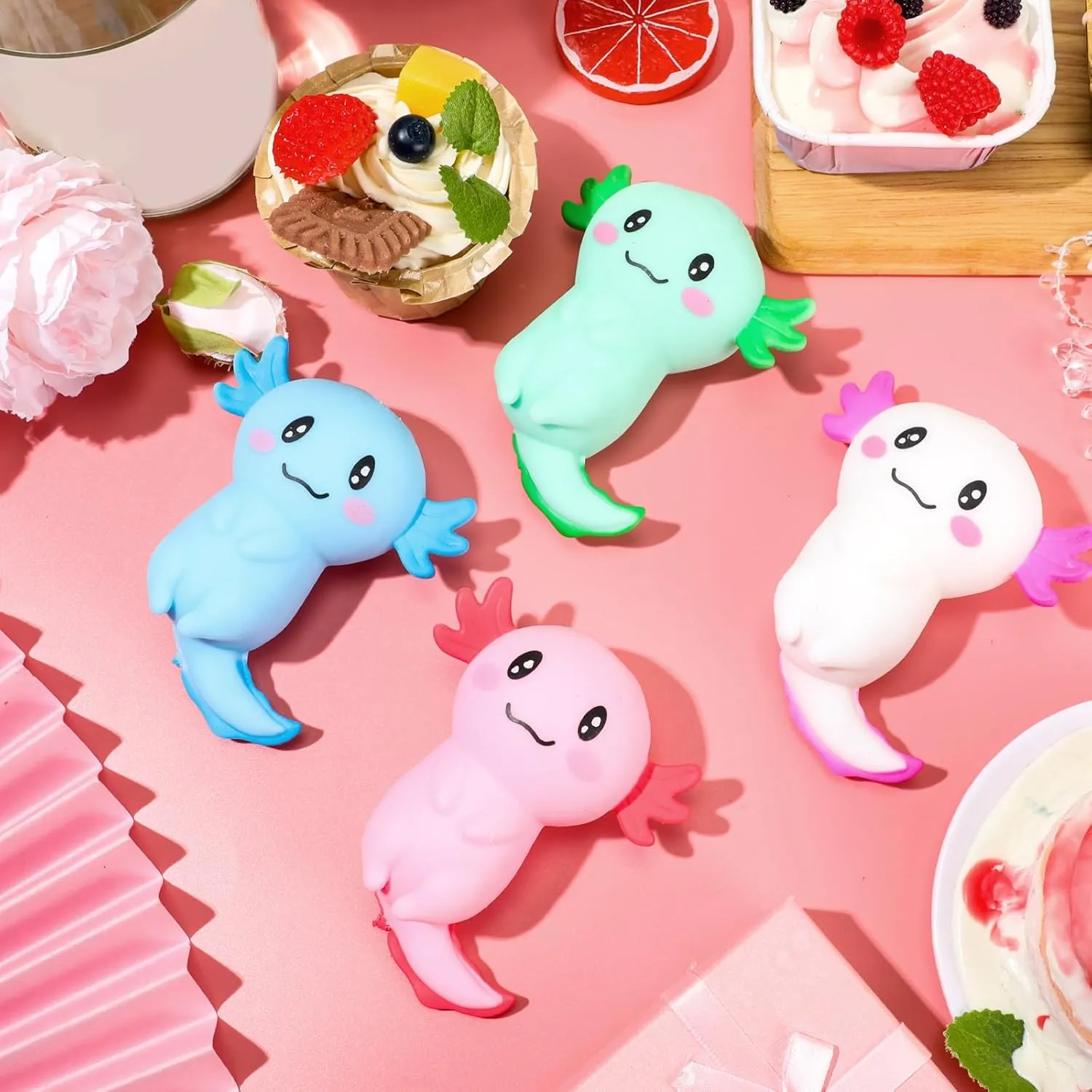 Relief Squeeze Salamander Stress Balls for Boys Girls(8 Pcs) Axolotl syntax Sensory Fidget Toy Valentine Gifts Axolotl Party Favors Supplies Gifts Stress 