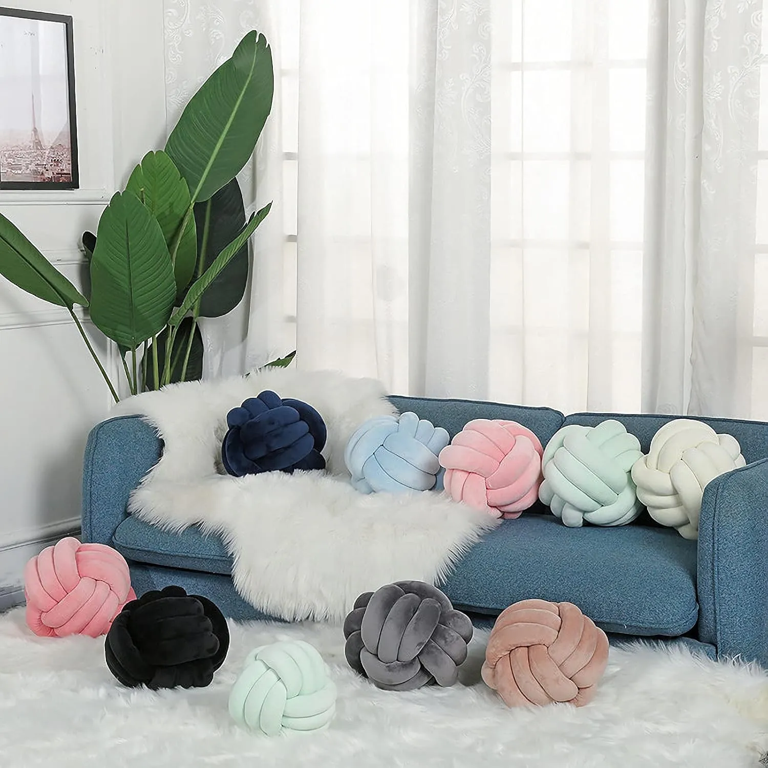 Relief Toy (Mint,8.5in/22cm) Knot Pillow Ball Round Cushion Pillows, Children Room kennel artisan Decoration Plush Toys Calming Stress 