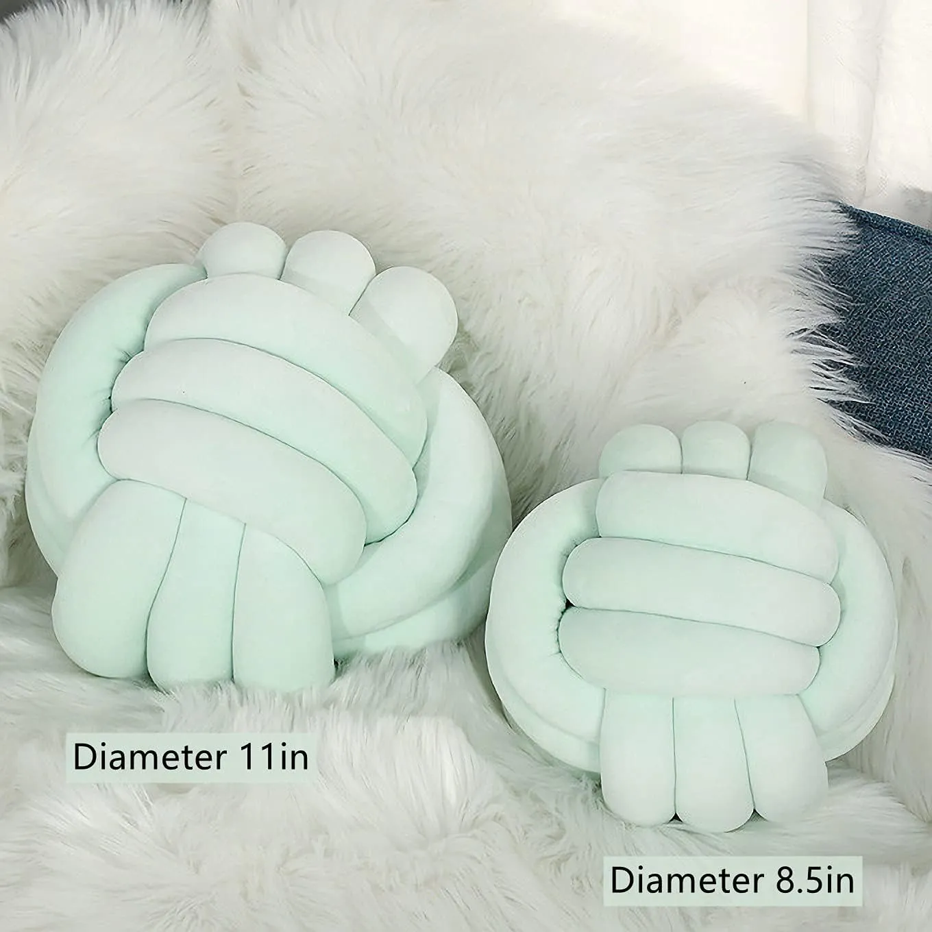 Relief Toy (Mint,8.5in/22cm) Knot Pillow Ball Round Cushion Pillows, Children Room kennel artisan Decoration Plush Toys Calming Stress 