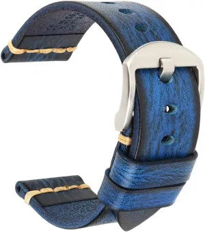 Replacement with Black/Silver/Gold/Rose Gold Buckle for Men, Women 18/19/20/21/22/23/24/26mm flatfish cortex endure REZERO Leather Watch Bands, Tanned Leather Watch Straps, Black/Brown/Blue/Red/Green/Grey Watch Bands 