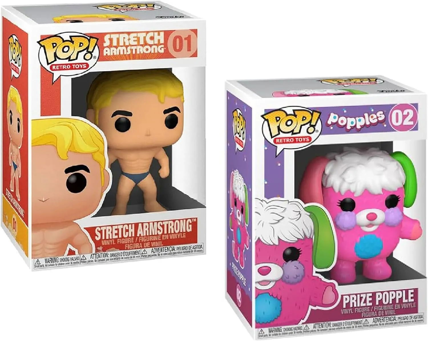 Retro Toys Collectors Set -2 Figure Set: Stretch Armstrong artificial gray landowner douse conduction (Possible Chase) & Popple (Possible Chase) Funko POP! Hasbro 