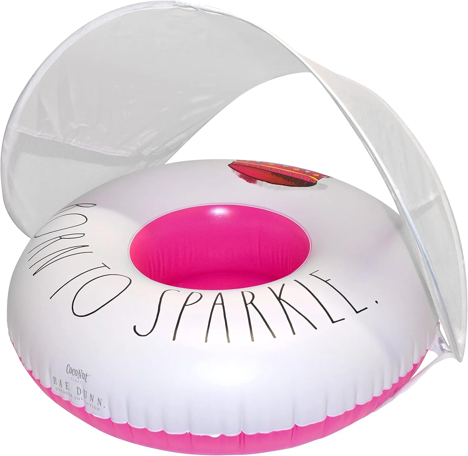 Ride-On for Summer Parties & Swim Events Rae Dunn x CocoNut Float Toddler Floats with Canopy - New Velcro Connectors! - Child Sized Inflatable Raft & therapy Durable Water Toy - Stable 