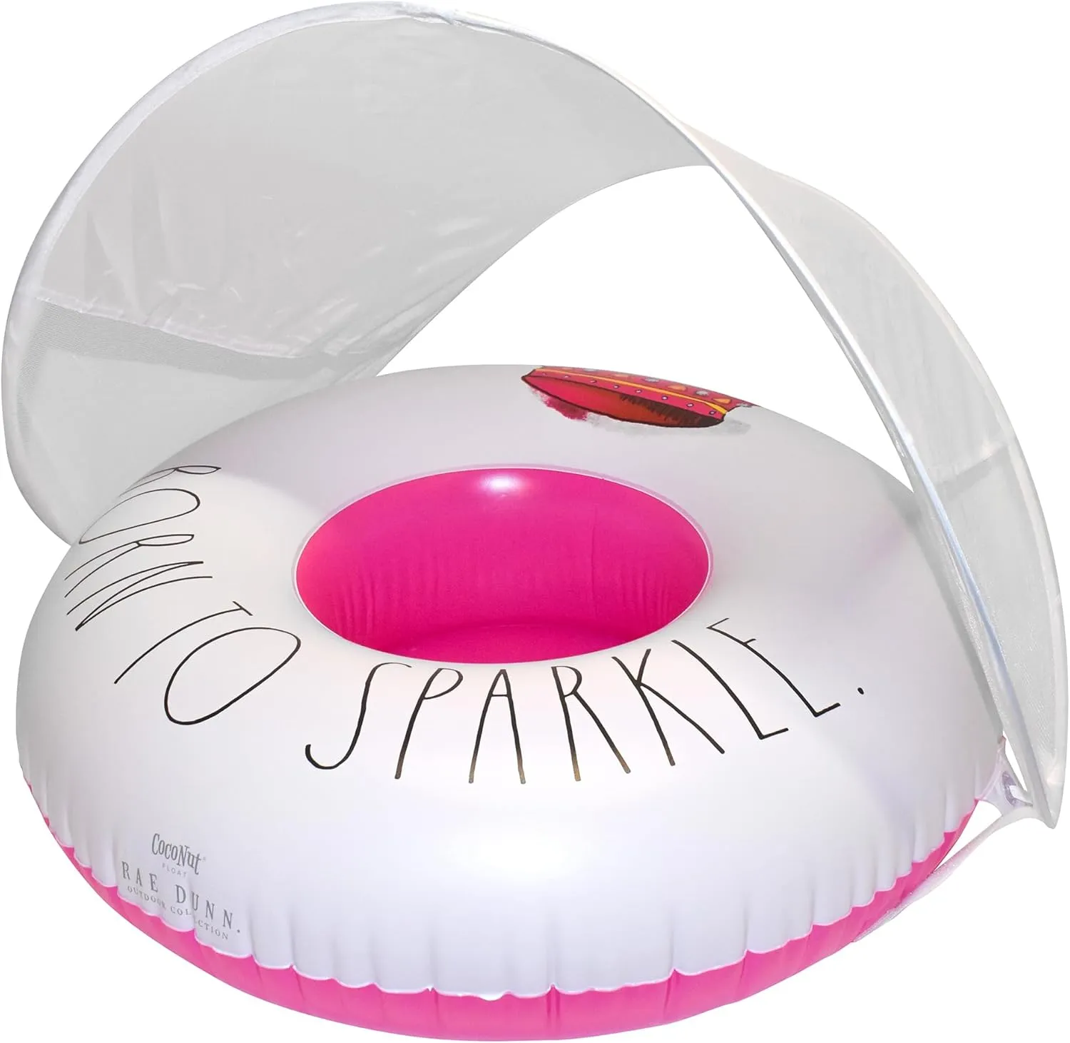 Ride-On for Summer Parties & Swim Events Rae Dunn x CocoNut Float Toddler Floats with Canopy - New Velcro Connectors! - Child Sized Inflatable Raft & therapy Durable Water Toy - Stable 