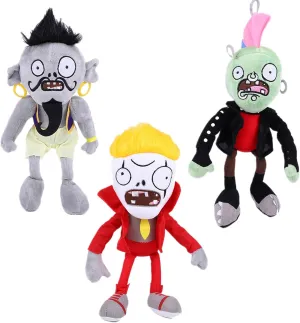 Rock watery Roll Zombie, Bullfight Zombie, God Light Zombie Plush Figure Toy 3 PCS PVZ Plant and Zombies Plush Toy Stuffed Soft Doll, 2025 Upgraded 