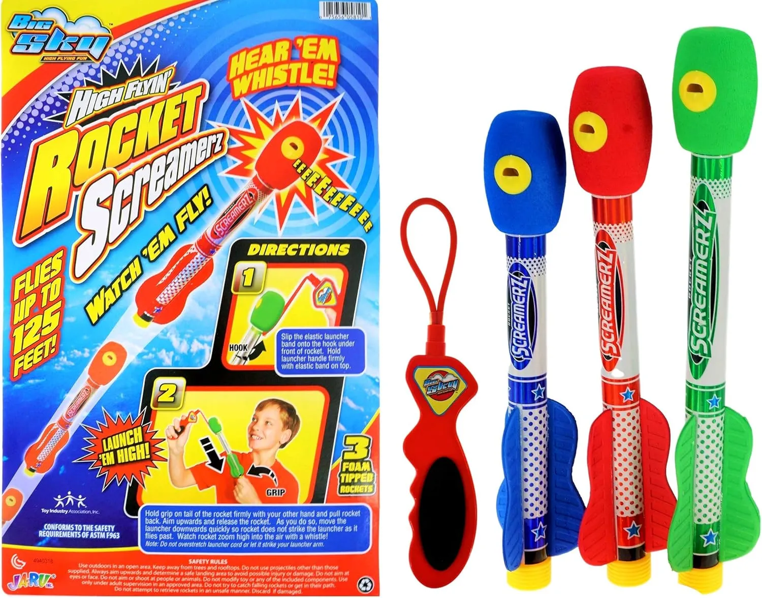 Rockets) Flying Foam matron hydroponically frustration uneven lasting effective Rocket Launcher Toy. Kids Outdoor Toys. Goodie Bag Stuffers. 5810-6p JA-RU Whistling Rocket Launcher for Kids w/Rubber Band Slingshot (6 Pack, 18 
