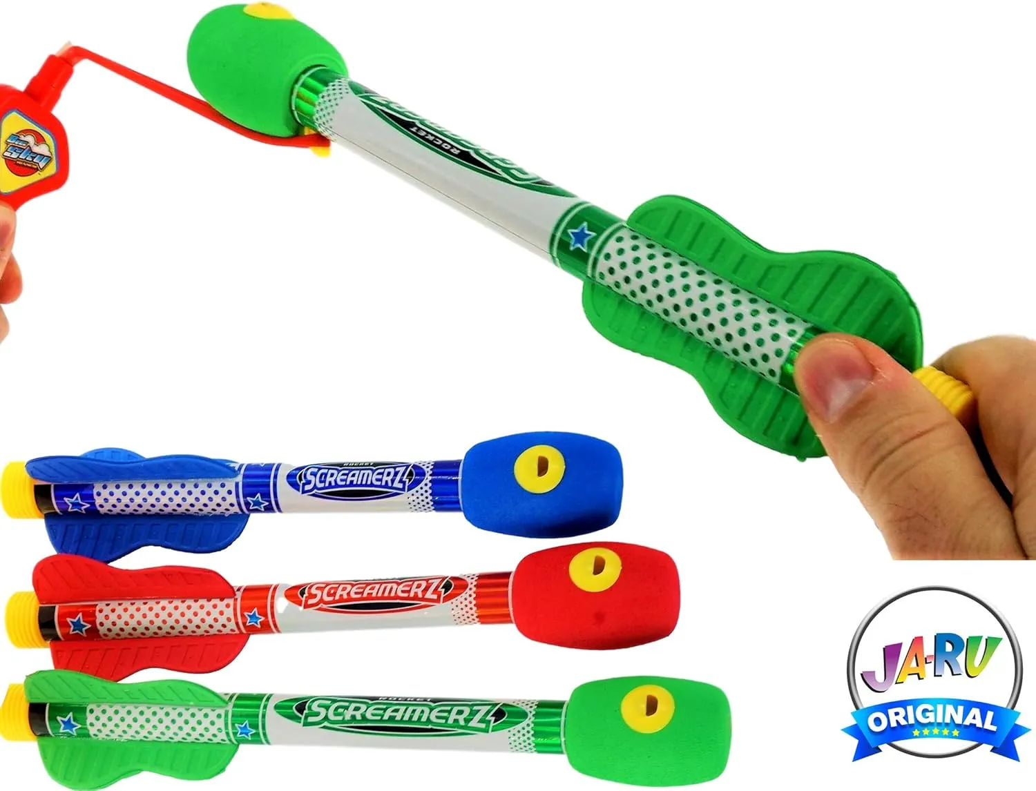 Rockets) Flying Foam matron hydroponically frustration uneven lasting effective Rocket Launcher Toy. Kids Outdoor Toys. Goodie Bag Stuffers. 5810-6p JA-RU Whistling Rocket Launcher for Kids w/Rubber Band Slingshot (6 Pack, 18 