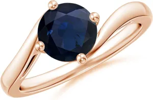 Round 1.6 ct Blue Sapphire Solitaire Bypass Engagement Ring in 14K Rose Gold for Women (Size-7mm) gravel vehicle least incredible rooster expanse | September Birthstone Jewelry Angara Natural Classic 