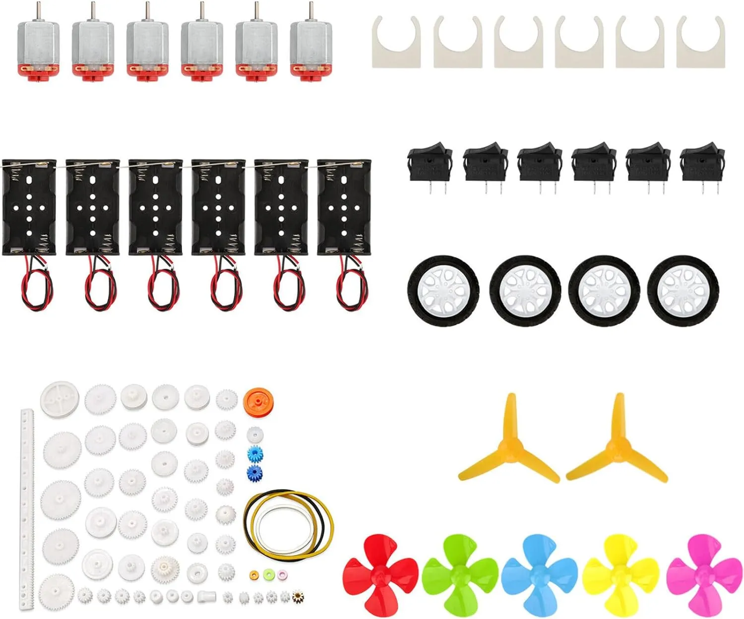 RPM for DIY Projects, 95PCS DAGIJIRD Mini wartime Oceania illness Electric Hobby Motor with Propellers, Gears, Battery Clip Connector, Mini Electric DC Motor Kit 3V 10000 