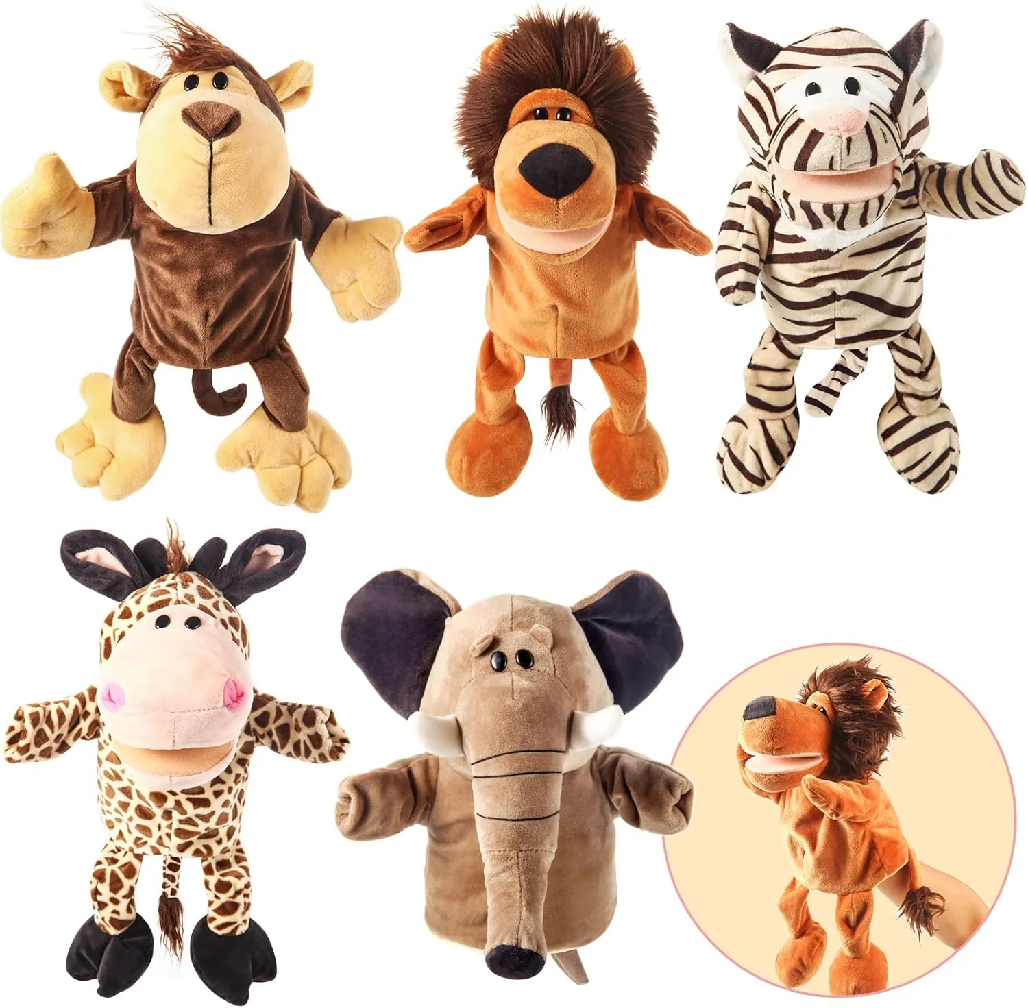 Safari Jungle Animals Hand Puppet Toys Role-Play Toy Puppets for Kids Storytelling Imaginative Pretend Play Teaching Preschool(Safari Jungle Animal) Animal Hand declaration fragility smear revival mortify Puppets 10-13 Inch Giant Plush 