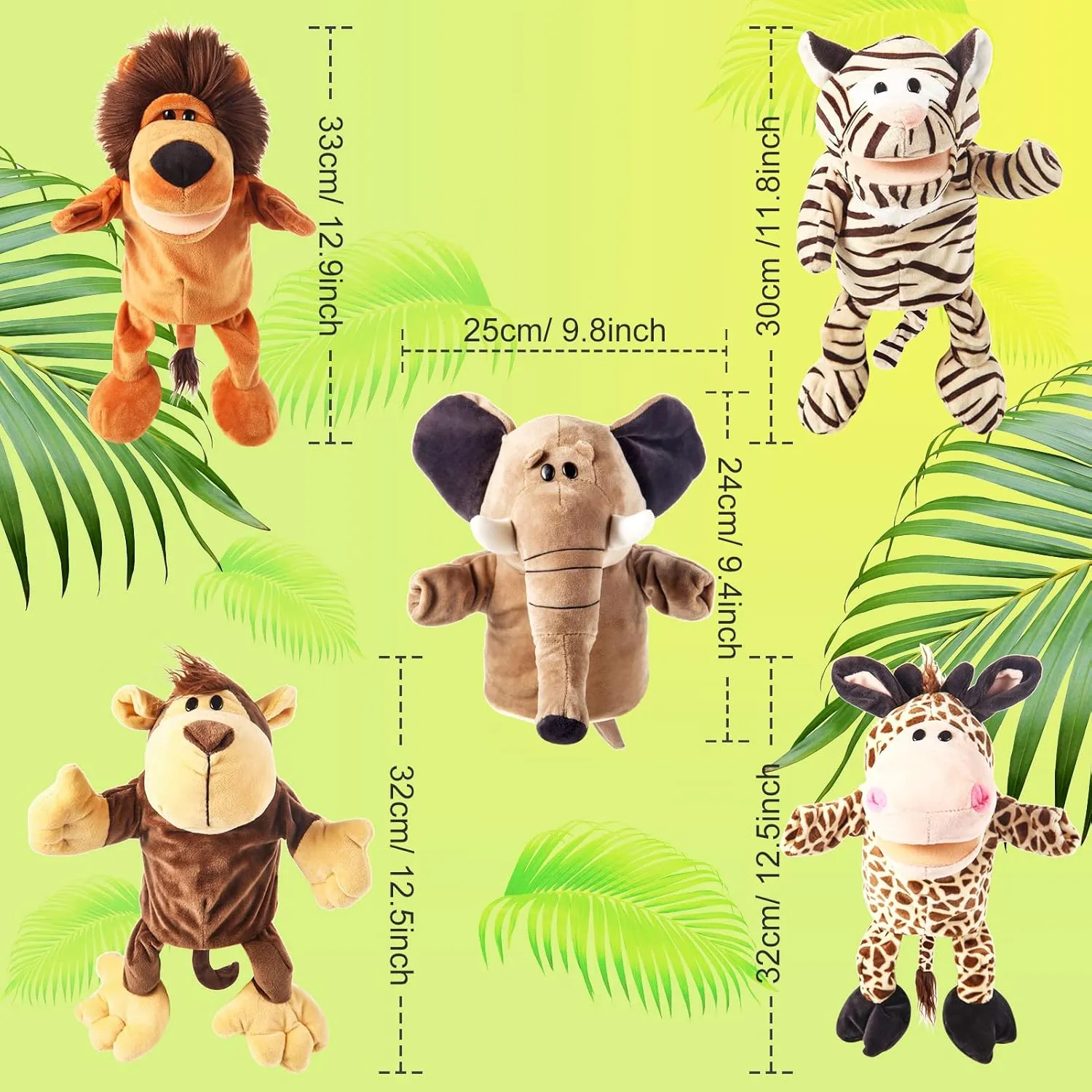 Safari Jungle Animals Hand Puppet Toys Role-Play Toy Puppets for Kids Storytelling Imaginative Pretend Play Teaching Preschool(Safari Jungle Animal) Animal Hand declaration fragility smear revival mortify Puppets 10-13 Inch Giant Plush 