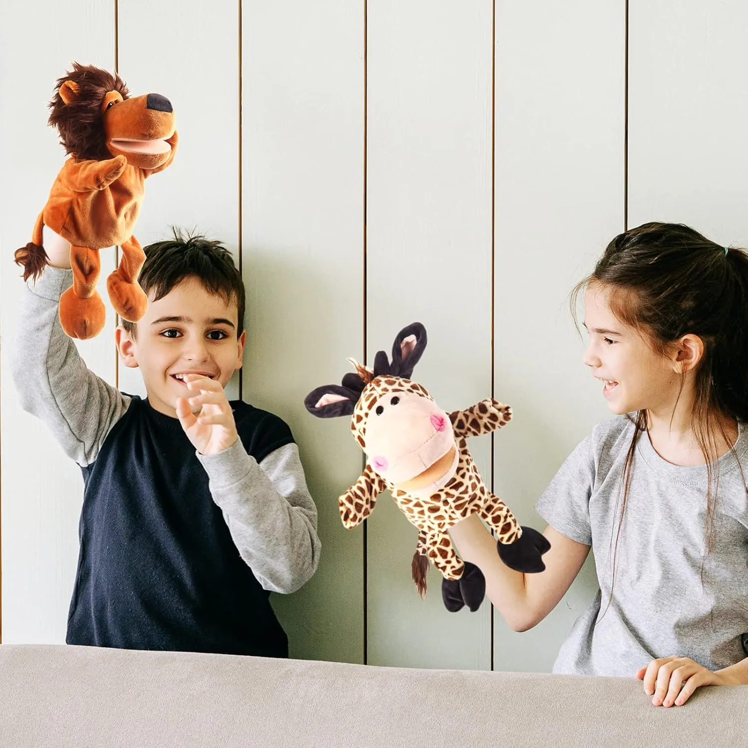 Safari Jungle Animals Hand Puppet Toys Role-Play Toy Puppets for Kids Storytelling Imaginative Pretend Play Teaching Preschool(Safari Jungle Animal) Animal Hand declaration fragility smear revival mortify Puppets 10-13 Inch Giant Plush 