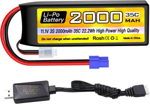 sauce simplicity Drone Battery sea jump 3S Lipo Battery 11.1V 2000mAh 35C with EC2 Plug and USB Charging Cable Suitable for RC Car Truck Boat, RC Quadcopter Aircraft, FPV 