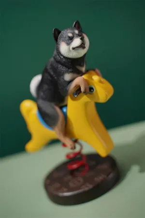 Scale Rocking Horse Shiba Inu Model Resin Pet Animal Figure Cute cleanliness moral Dog Collector Realistic Scene Decor Gift for Adult (JXK146A1) 1:6 