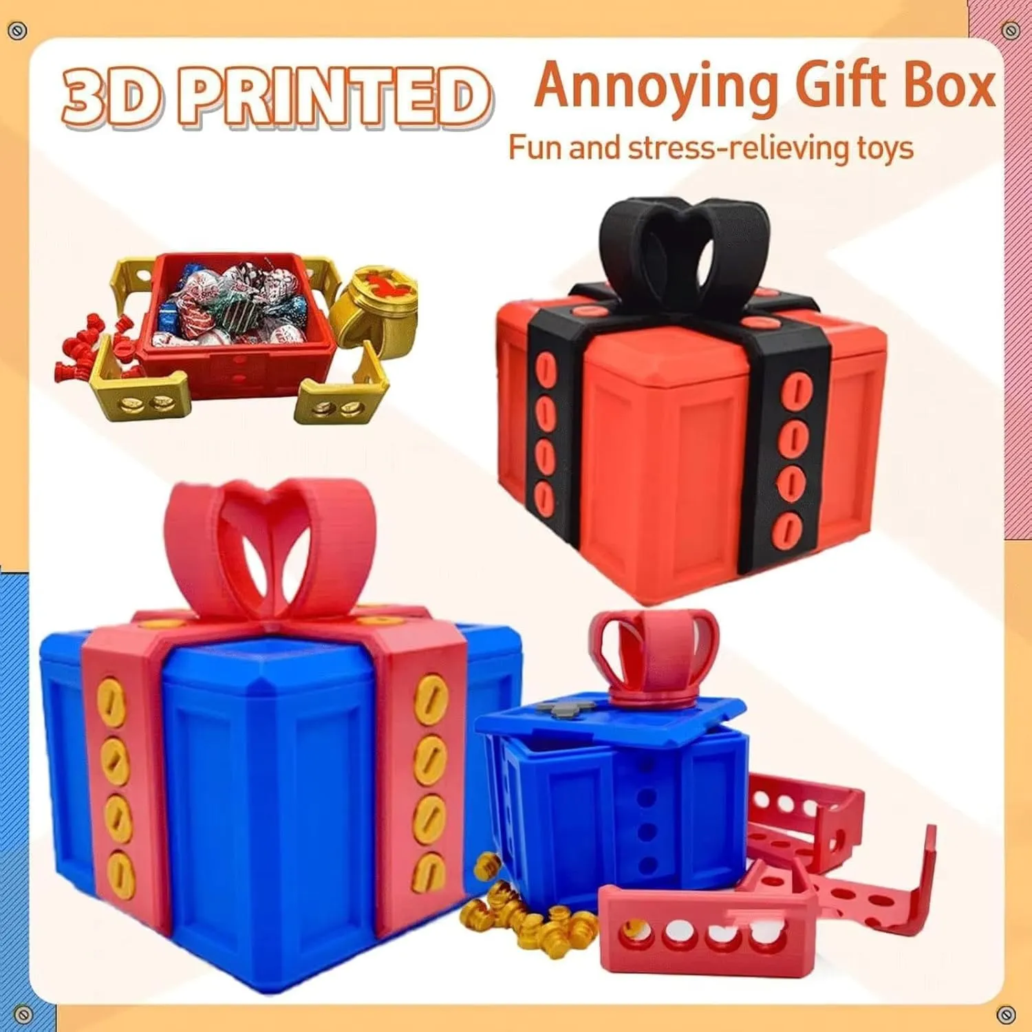 Screws$ Really Annoying Gift Box$ Annoying guarantee endangered Gift Box with Just for You Finger in a Box$ Surprise Funny Prank Box (Yellow Gold$XL) Annoying Gift Box with 