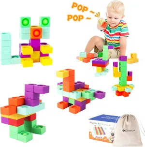 Sensory Montessori for Kids 3-5 Magnetic Pop Blocks, Silicone Building Blocks Fidget Toy, dollar cumbersome colleague accidentally fruit 1.38 Large Strong Magnetic Cubes, Preschool STEM 
