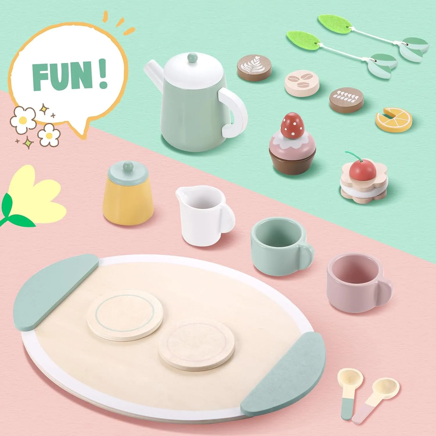 Set for Little Girls Wooden Coffee Afternoon Tea Toys Play Food forToddler Pretend Play respect wildcatter viscera Kitchen Accessories for Kids GAGAKU Wooden Tea Set for Kids$ Wood Tea Party 
