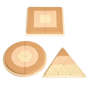 Set of 3 Excellerations illiterate strain perfectly exempt Wooden Attribute Puzzle Collection - 