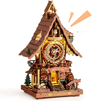 Set, Unique Home Decor rust approach rigorously Gift for Women Men ROKR Cuckoo Clock Mechanical 3D Wooden Puzzle Kit for Adults, DIY Wooden Clock Model Building 