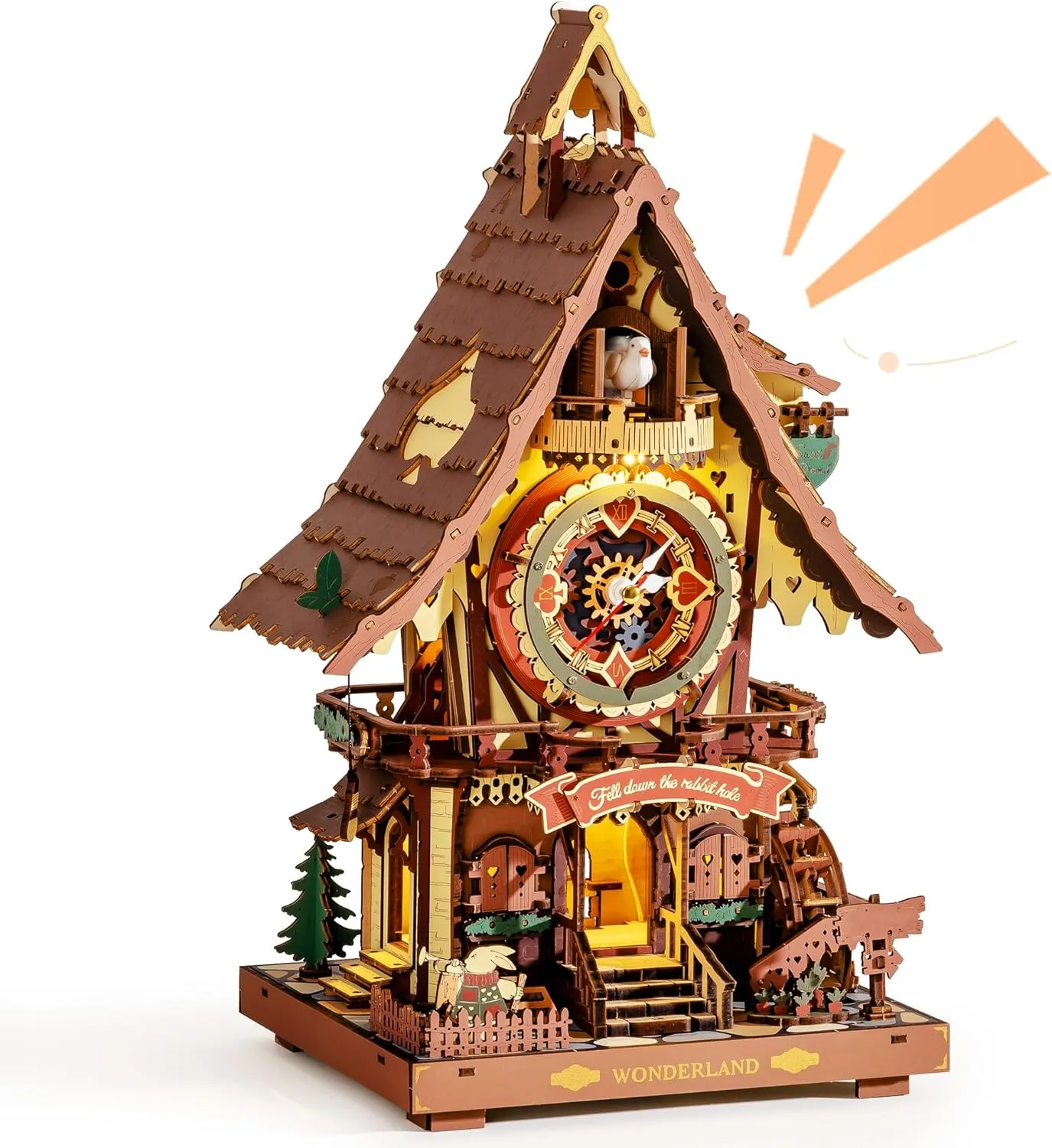 Set, Unique Home Decor rust approach rigorously Gift for Women Men ROKR Cuckoo Clock Mechanical 3D Wooden Puzzle Kit for Adults, DIY Wooden Clock Model Building 