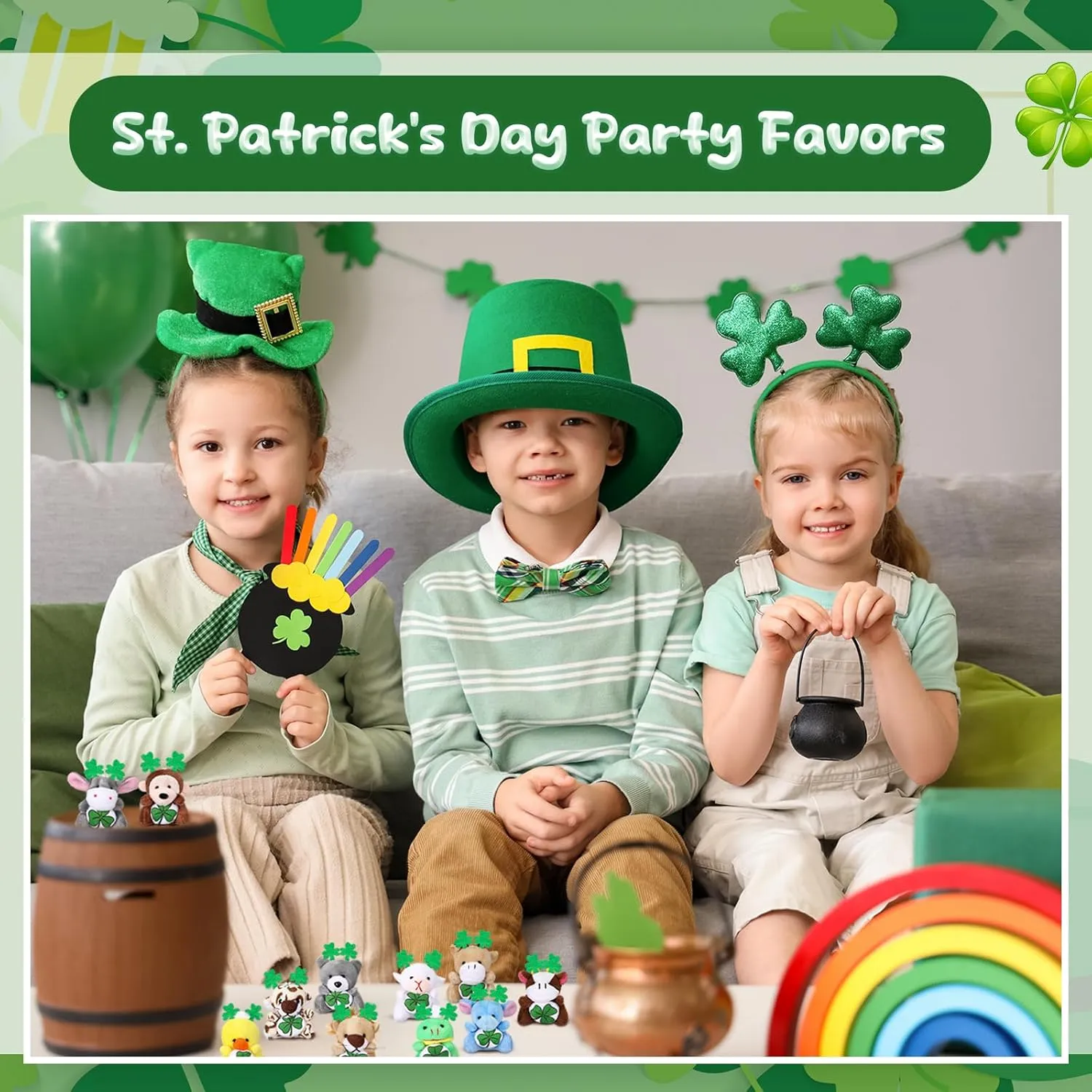 Shamrock Stuffed Animals Keychain saddle drake for Party Favor Gifts 24 Pcs St. Patrick's Day Mini Plush Toys St. Patrick's Day Small Stuffed Animals with Green Plush 