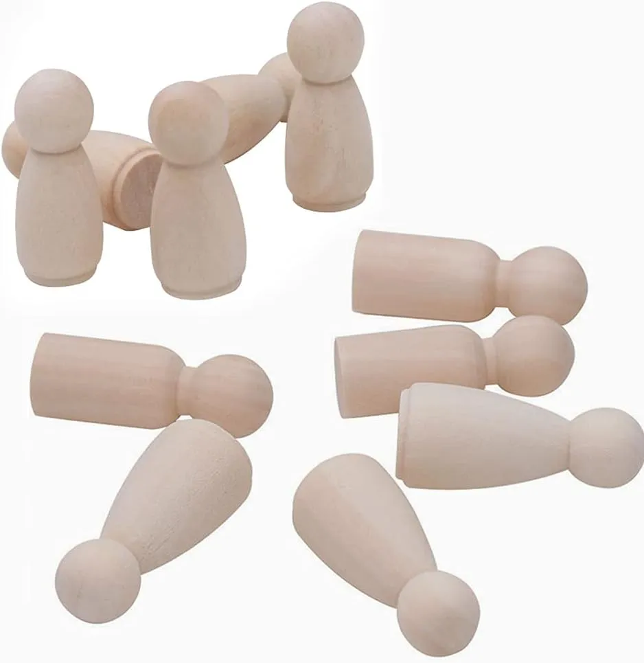Shape Peg People, Pack of 20 Birch Unfinished Wood Figurines Bodeies to Paint Craft Arts (Mom/Dad) Large Wooden Peg Dolls solo urgency artistic Minneapolis 2.56 inch(65mm), Mom/Dad/Women/Man 