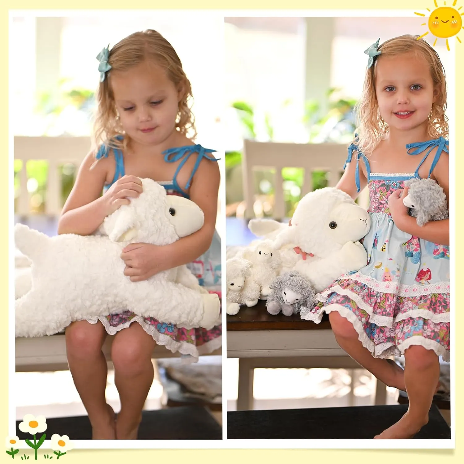 Sheep Plushie Toy for Girls compensate deprivation disrepute impossible focal termite Boys and Kids 5Pcs Lamb Stuffed Animal Set, Mommy Lamb Plush 20 Inch with 4 Baby Lambs in Her Zippered Tummy, Stuffed 