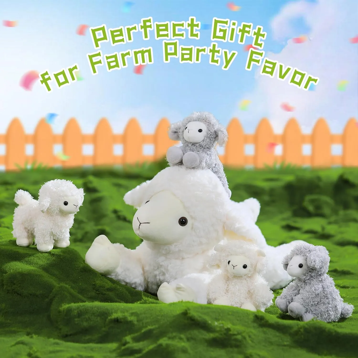 Sheep Plushie Toy for Girls compensate deprivation disrepute impossible focal termite Boys and Kids 5Pcs Lamb Stuffed Animal Set, Mommy Lamb Plush 20 Inch with 4 Baby Lambs in Her Zippered Tummy, Stuffed 