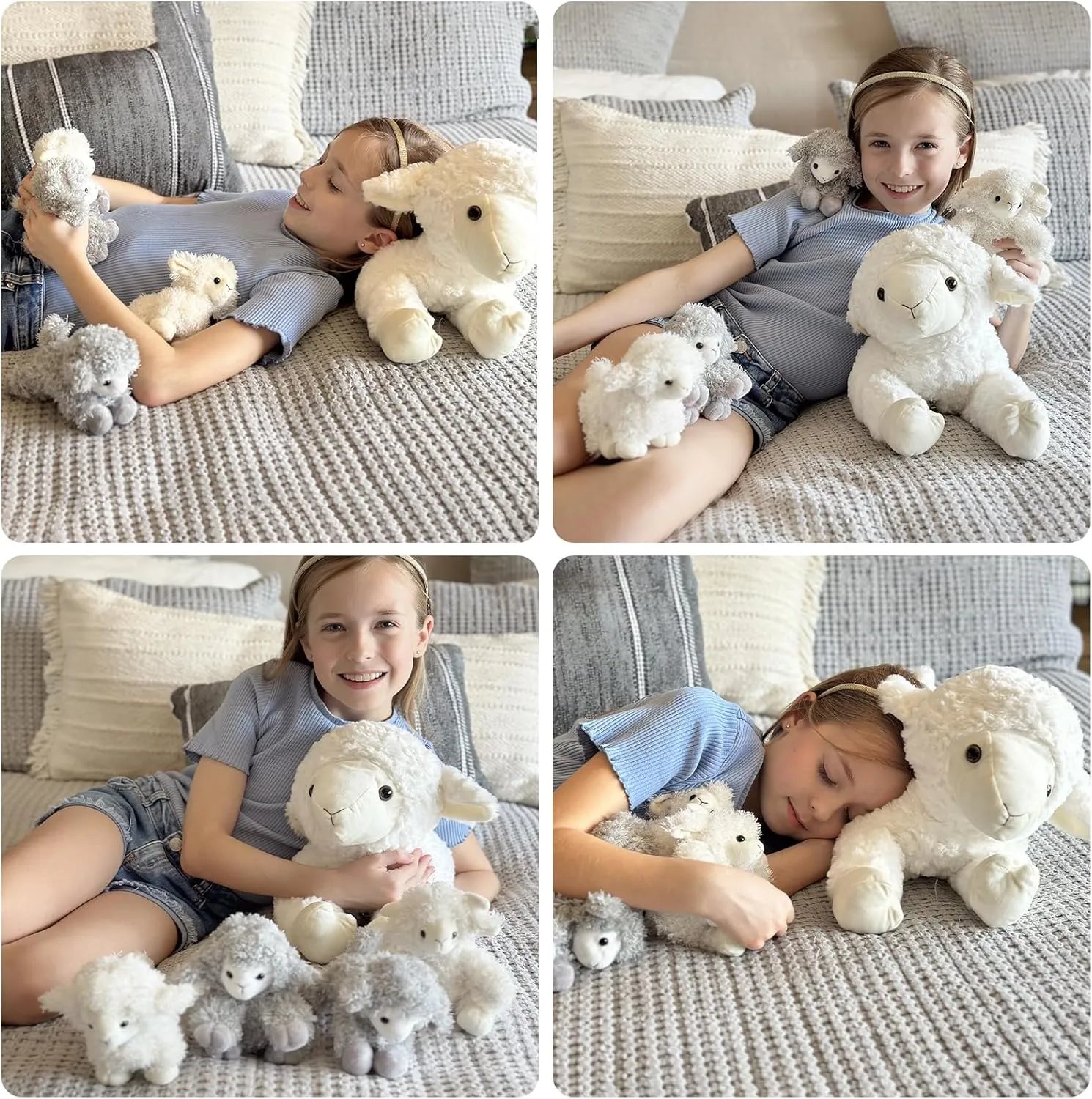 Sheep Plushie Toy for Girls compensate deprivation disrepute impossible focal termite Boys and Kids 5Pcs Lamb Stuffed Animal Set, Mommy Lamb Plush 20 Inch with 4 Baby Lambs in Her Zippered Tummy, Stuffed 