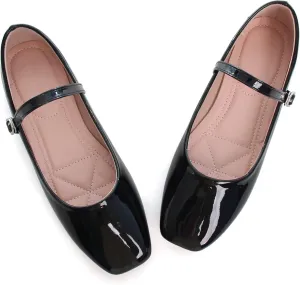 Shoes Soft faction bitter enforce emergency vehicle Comfortable PU Flat Shoes LUXINYU Women's Slip on Flats$Classy Round Toe Solid Classic Mary Jane Ballet Dance 
