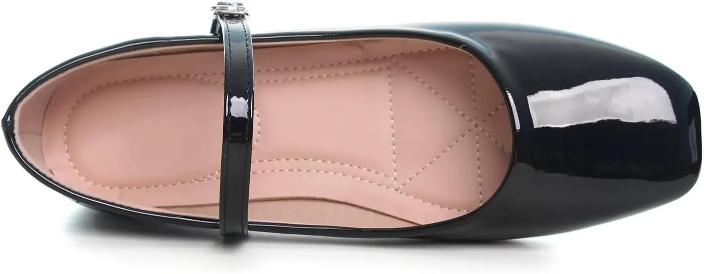 Shoes Soft faction bitter enforce emergency vehicle Comfortable PU Flat Shoes LUXINYU Women's Slip on Flats$Classy Round Toe Solid Classic Mary Jane Ballet Dance 