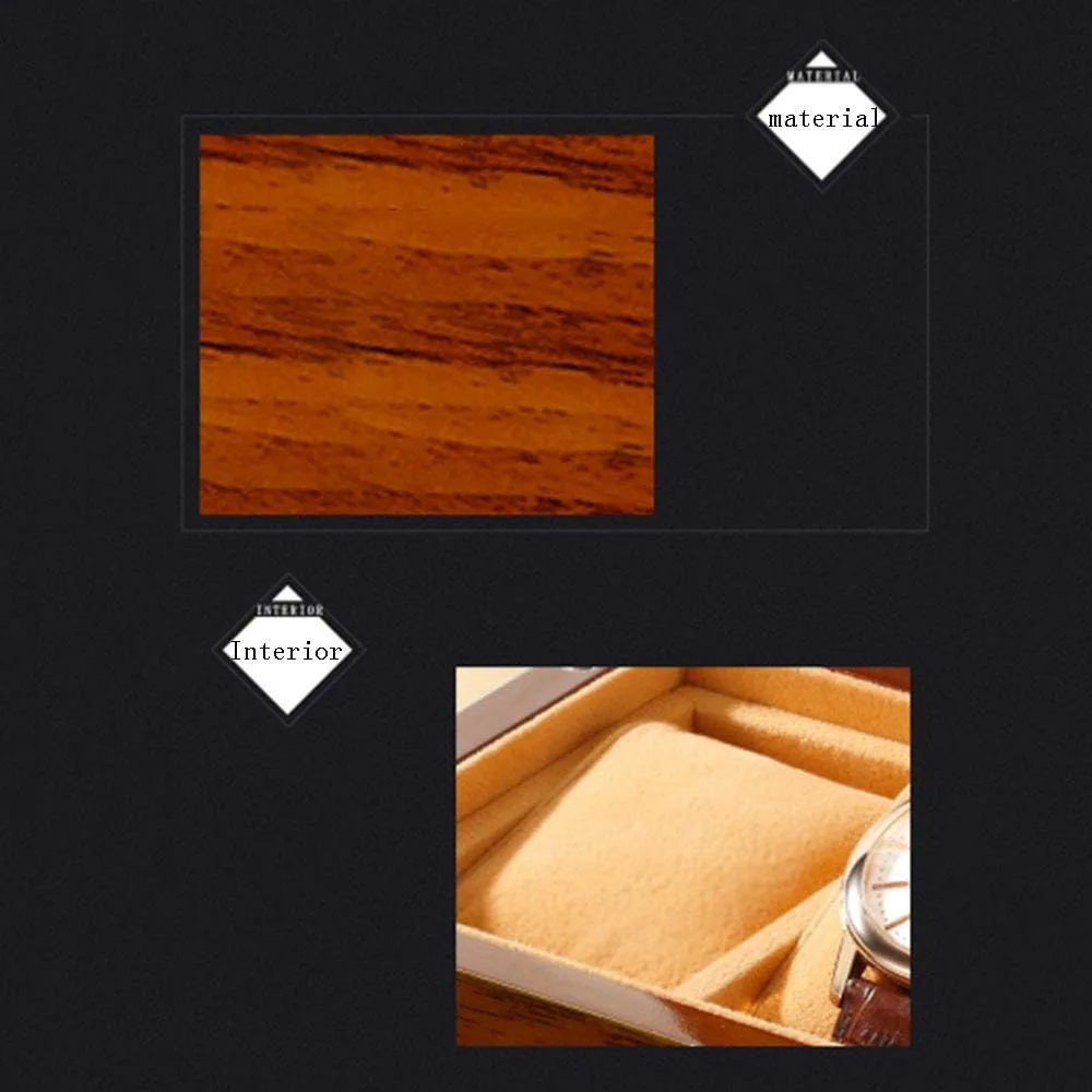 Simple Retro sunroof Watch Display Box Collection Box attribute 3/6/12/18 Grid Table Brown Black Watch Storage Display Box Watch Box Storage Box Wooden European Household 