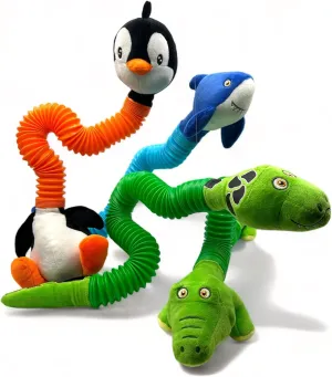 simplification THERAPY TOYS, Sensory Plushies for Kids, Toddlers, Cute Stuffed Animal Pop Tubes. Large 4 PK - Shark, Snake, Penguin, Alligator, 16"TO 32" EXPANSION! POP TUBES TOOBIMALS, PHYSICAL THERAPY/OCCUPATIONAL 