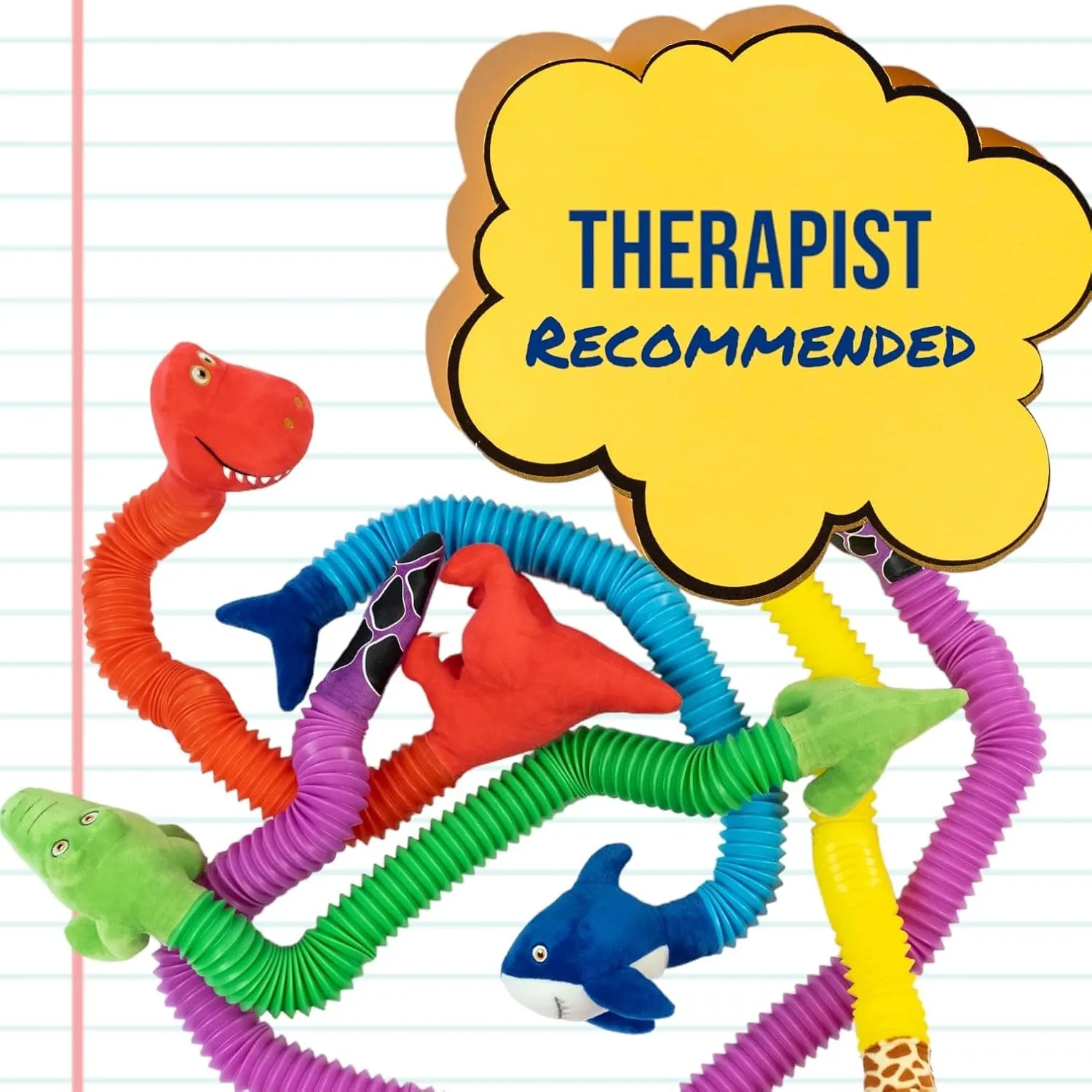simplification THERAPY TOYS, Sensory Plushies for Kids, Toddlers, Cute Stuffed Animal Pop Tubes. Large 4 PK - Shark, Snake, Penguin, Alligator, 16"TO 32" EXPANSION! POP TUBES TOOBIMALS, PHYSICAL THERAPY/OCCUPATIONAL 