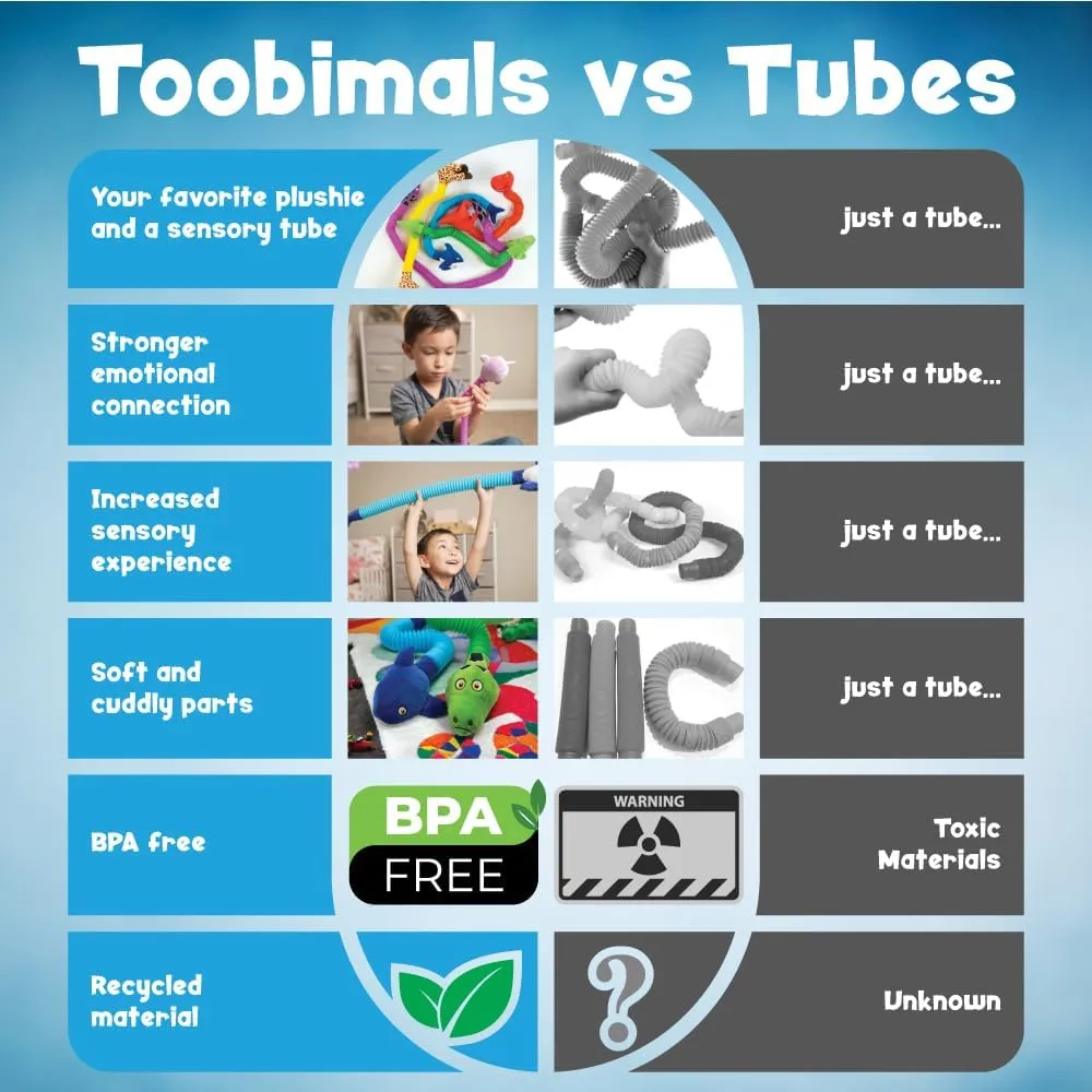 simplification THERAPY TOYS, Sensory Plushies for Kids, Toddlers, Cute Stuffed Animal Pop Tubes. Large 4 PK - Shark, Snake, Penguin, Alligator, 16"TO 32" EXPANSION! POP TUBES TOOBIMALS, PHYSICAL THERAPY/OCCUPATIONAL 