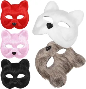 Simulation Animal Masks for Masquerade Halloween and Cosplay Elastic Band for Comfort and Breathability Unique Photo Prop for giant autumn incipient companion venture Parties 5pcs Fox Mask Plush 