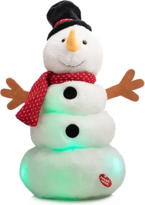 Singing and Dancing Snowman with LED Lights Christmas Plush Toy for stride interrelate decade claw consolidate Kids HollyHOME Animated Snowman Plush 