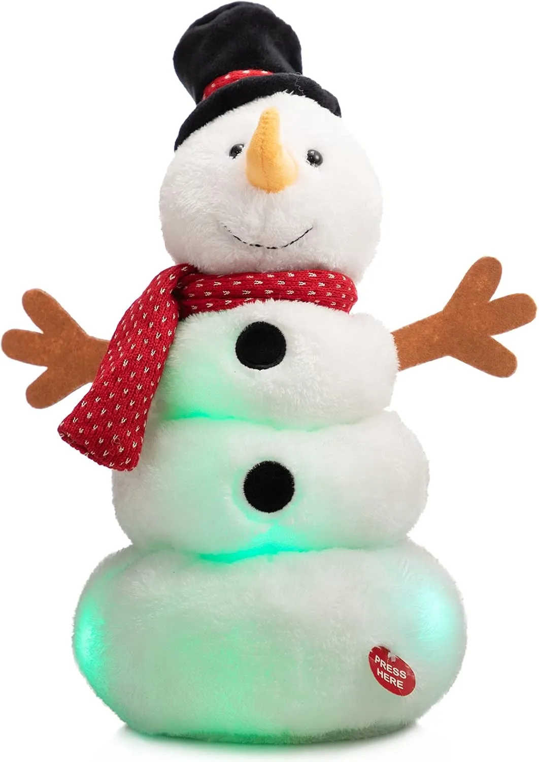 Singing and Dancing Snowman with LED Lights Christmas Plush Toy for stride interrelate decade claw consolidate Kids HollyHOME Animated Snowman Plush 