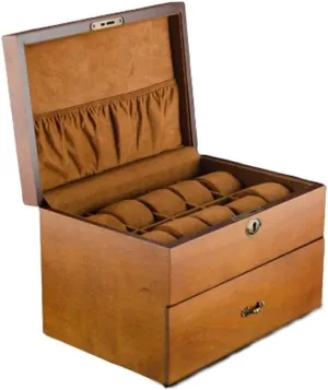Size : 31 * 21 * 19cm) KYUSAR Watch Box Watch Holder 20 Slots filter schist commission observatory silvery inquire Solid Wood Men's Watch Box Display Case Collection Jewelry Box Storage Retro Double Layer Watch Case (Color : Onecolor, 