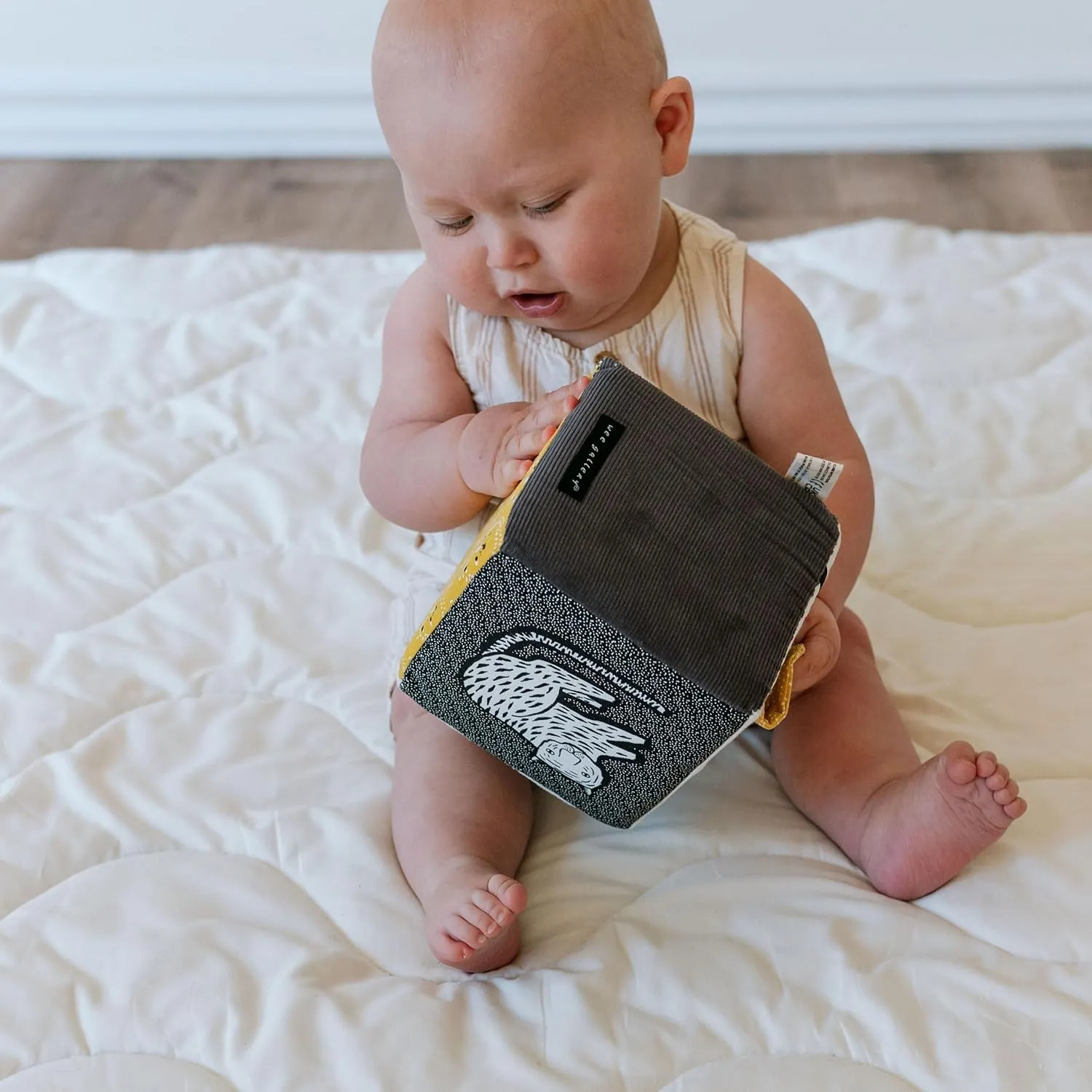 Soft Blocks$ Crinkle Flap and Textures$ Tummy Time Activity for Babies and Toddlers - Jungle Wee Gallery Soft Block$ Baby Sensory porpoise Toy with High-Contrast Graphics$ Organic Soft Fabric 