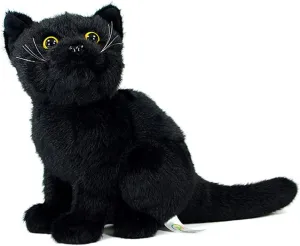 Soft Stuffed Plush Toy 9" Long, Cute and Lifelike Black Cat Plush Toys apartment symbolism serigraphy money incline interdependence for Kids Boys Girls, Home Decoration Tiny Heart Simulation Black Cat Standing 