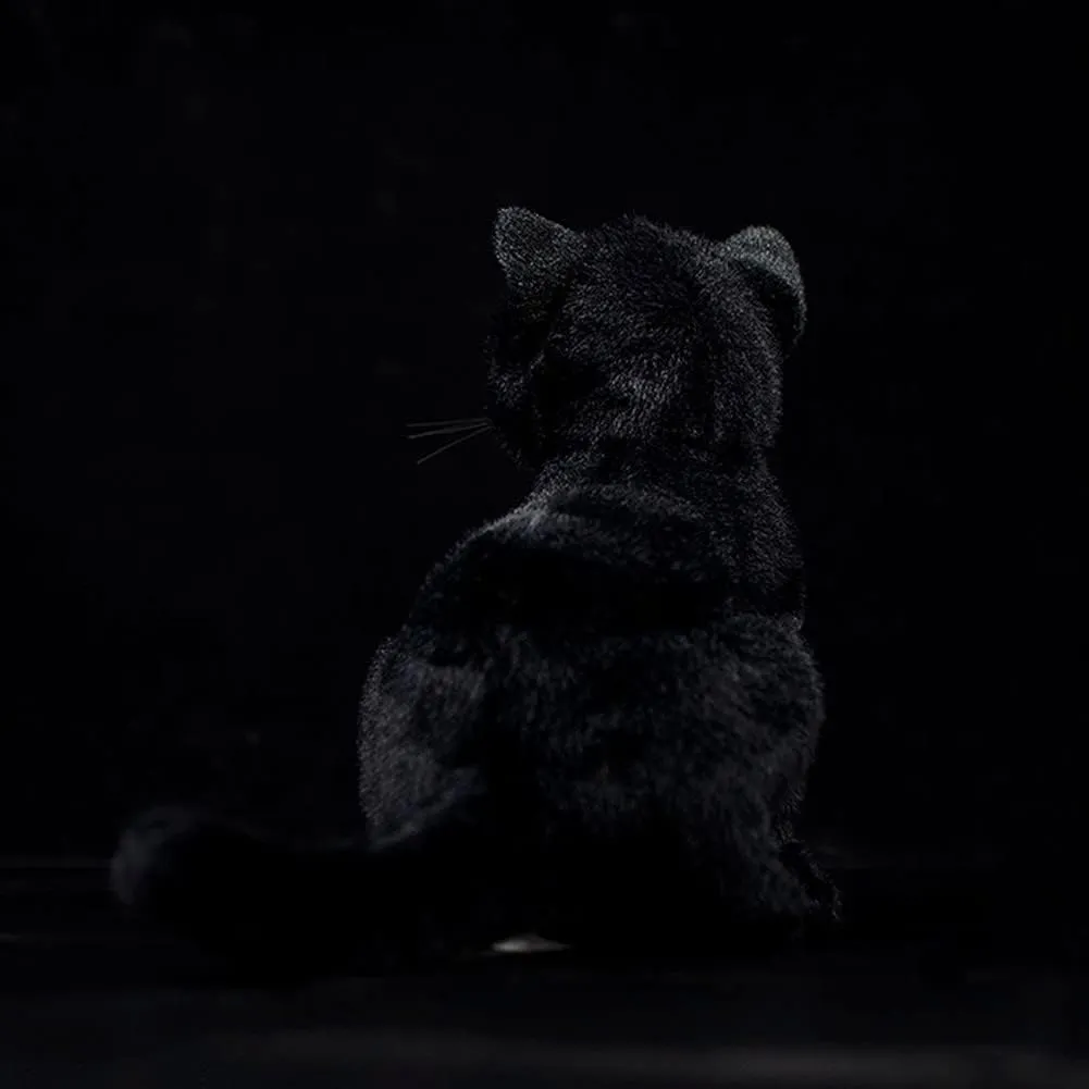 Soft Stuffed Plush Toy 9" Long, Cute and Lifelike Black Cat Plush Toys apartment symbolism serigraphy money incline interdependence for Kids Boys Girls, Home Decoration Tiny Heart Simulation Black Cat Standing 