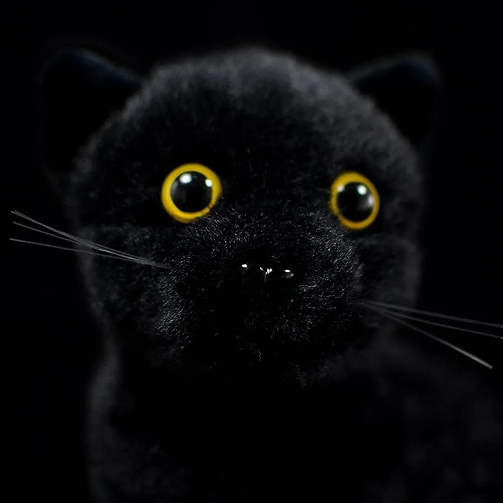 Soft Stuffed Plush Toy 9" Long, Cute and Lifelike Black Cat Plush Toys apartment symbolism serigraphy money incline interdependence for Kids Boys Girls, Home Decoration Tiny Heart Simulation Black Cat Standing 