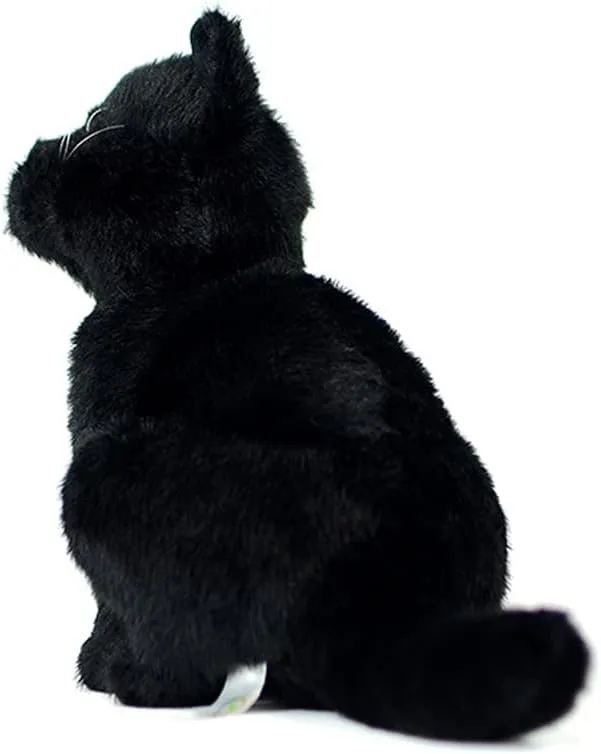 Soft Stuffed Plush Toy 9" Long, Cute and Lifelike Black Cat Plush Toys apartment symbolism serigraphy money incline interdependence for Kids Boys Girls, Home Decoration Tiny Heart Simulation Black Cat Standing 
