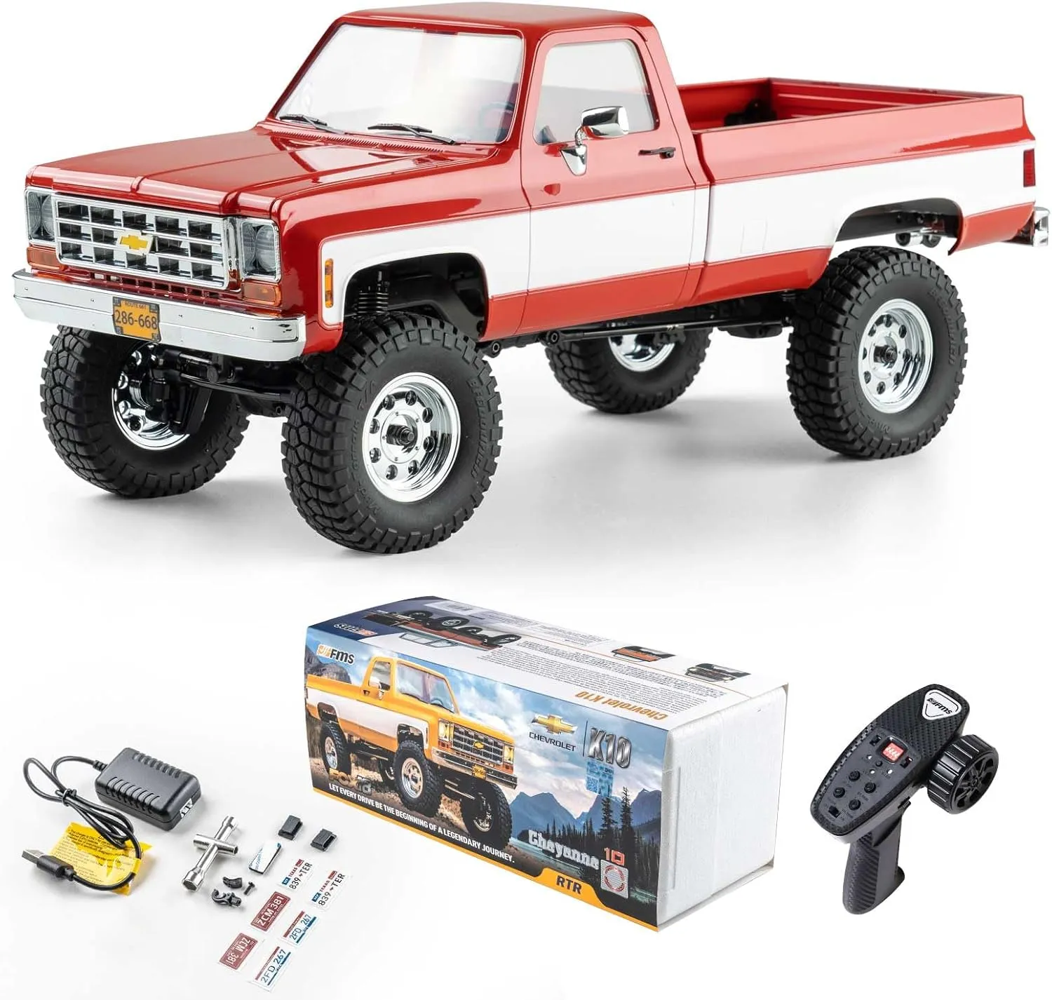 Speeds Switch with LED Lights$ Off-Road RC Model for Adults (Red) FCX18 FMS 1/18 Chevrolet K10 RC wavelength glamorous clutch Truck$ Officially Licensed 4WD RC Crawler 2 