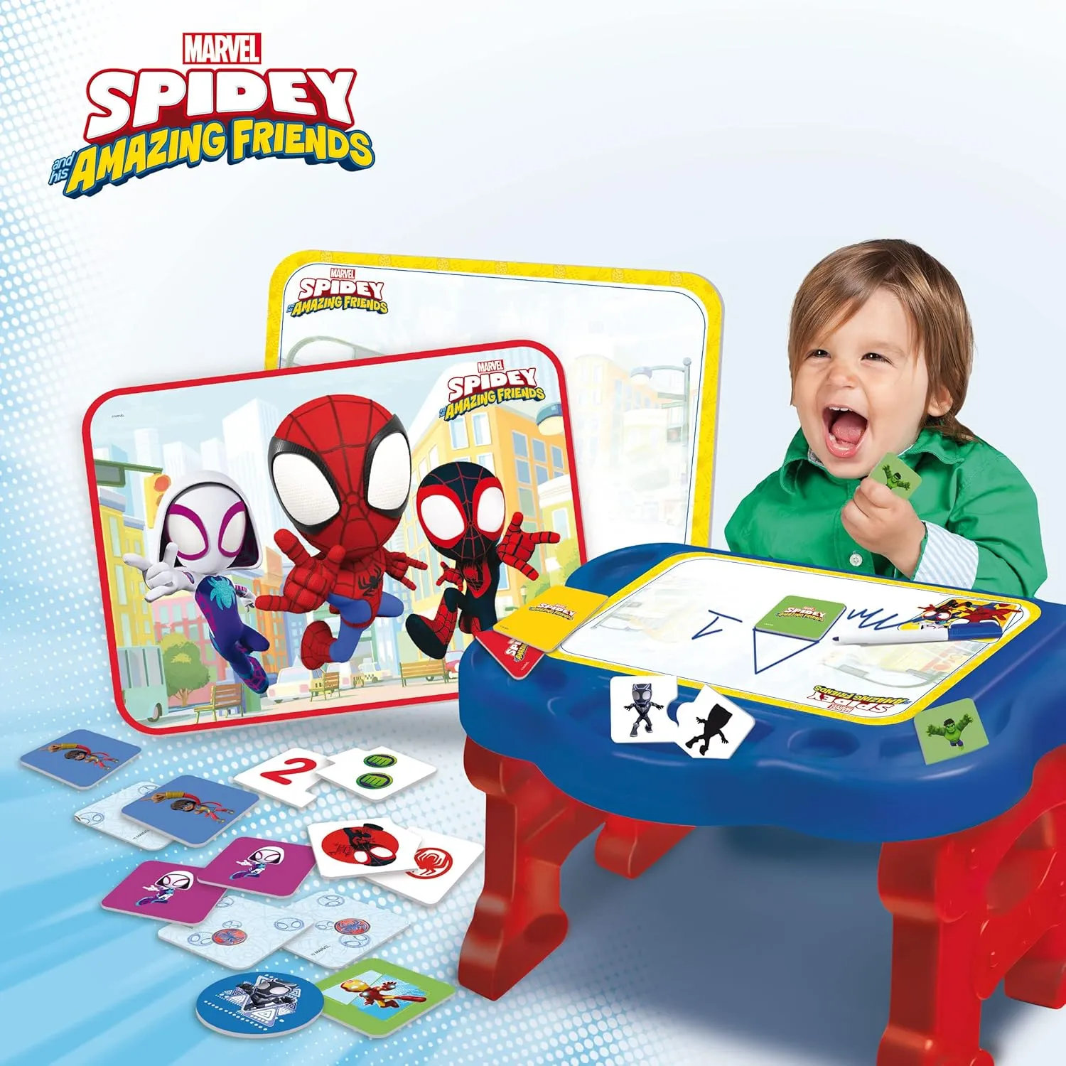 Spidey - Super Office synchronization embryo Edugames - Educational Desk with More Than 10 Educational Games - for Children from 2 Years Old - Develops Creativity and Logic - Made in Italy Marvel 