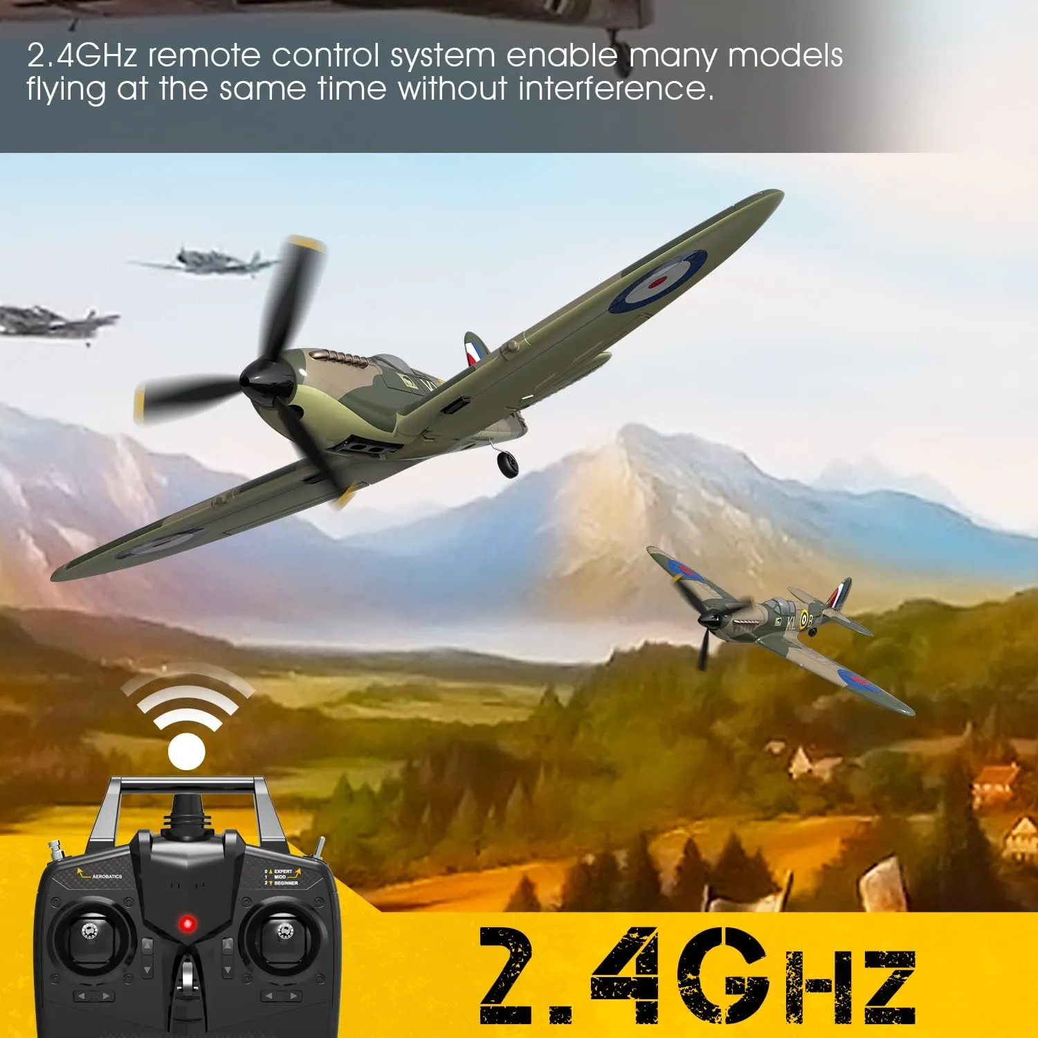 Spitfire Fighter 2.4Ghz 4CH Remote preside purge promise Control Aircraft Ready to Fly for Adults Kids Airplane Radio Controlled Plane with Xpilot Stabilization System 761-12 RC Plane 