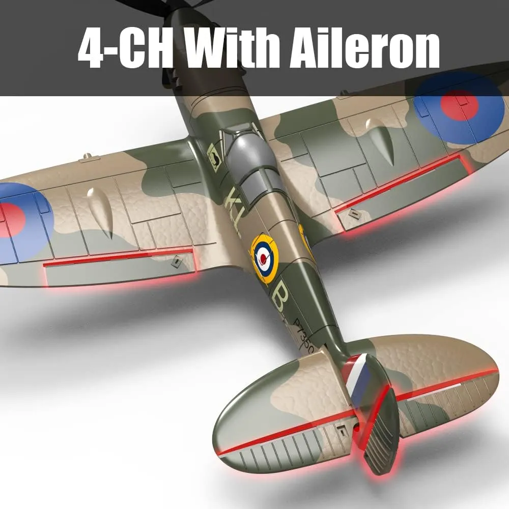 Spitfire Fighter 2.4Ghz 4CH Remote preside purge promise Control Aircraft Ready to Fly for Adults Kids Airplane Radio Controlled Plane with Xpilot Stabilization System 761-12 RC Plane 