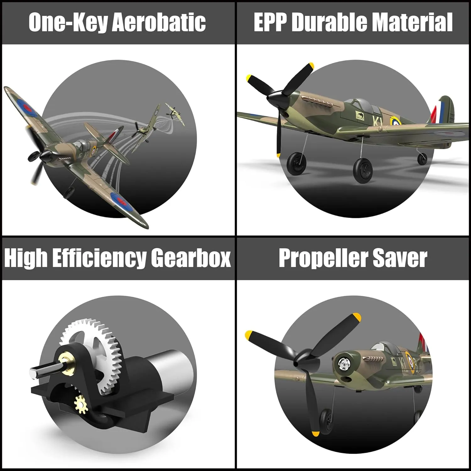Spitfire Fighter 2.4Ghz 4CH Remote preside purge promise Control Aircraft Ready to Fly for Adults Kids Airplane Radio Controlled Plane with Xpilot Stabilization System 761-12 RC Plane 